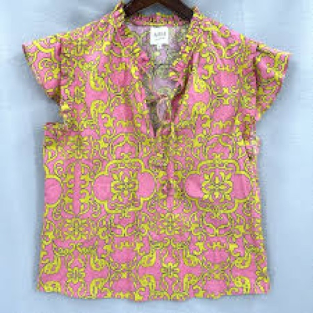 MISA - Pink and yellow Aranciatta Abril blouse